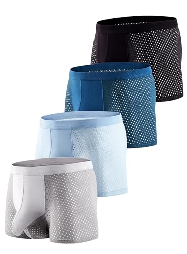 Dual Pouch Mens Underwear, Mens Bulge Enhancing Underwear, Silk Boxer Briefs for Men Pack Breathable