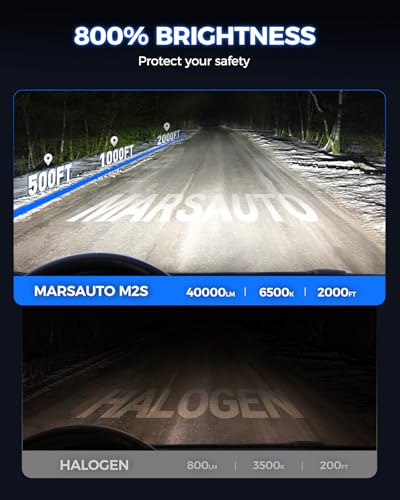 Image of Marsauto 9005 H11 Bulbs Combo, 80000LM 800% Brighter, 6500K Cool White HB3 H8 H9 Bulbs, 80000+ Hours Lifespan, 3-Min Plug and Play, IP68 Waterproof, Pack of 4