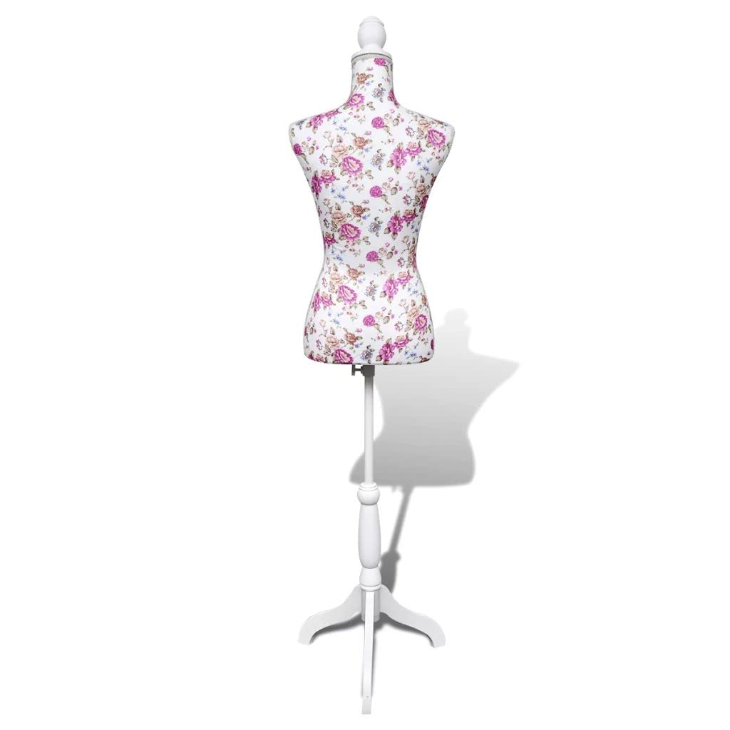 Tidyard Catherinol Buste de Couture Femme Coton Blanc Motifs à Rosiers Mannequin Féminin