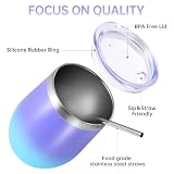 Volhoply prezenty na 350 ml kubek do wina ze stali nierdzewnej z pokrywką i słomką, podwójna ścianka próżniowa, kieliszki do wina bez nóżki, kubek podróżny do kawy na napoje zimne, zestaw kubków dla