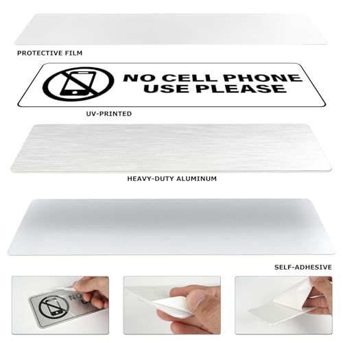 Panneau No Cell Phone Use plaque aluminium signalisation interdiction téléphone portable - 3