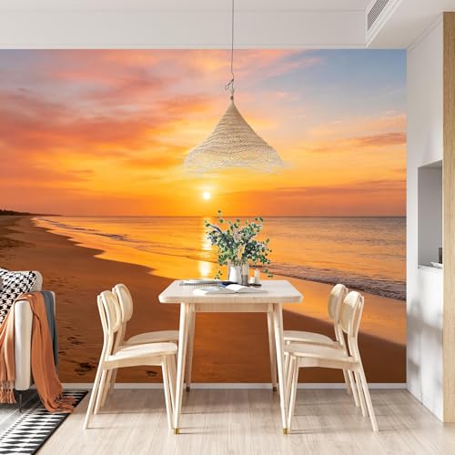 Papier Peint Coucher De Soleil Plage Intissé Panoramique 3D 500 C - 3