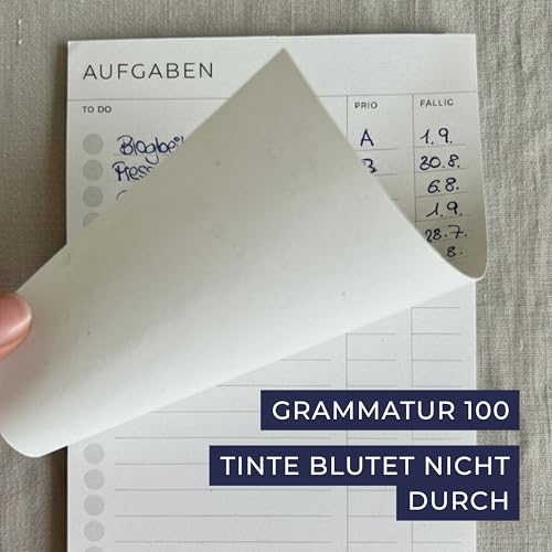 To Do Listen Block mit Prioritäten und Fälligkeitsdatum für alle Aufgaben - passend für A5 Notizbuch, minimalistisch & modern, nachhaltig in Deutschland hergestellt von prettyORGANIZED