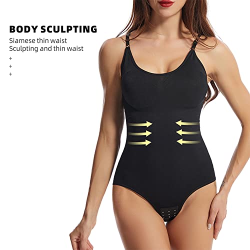 Uttpll Bodysuit For Women Tummy Control Shapewear Slimming Sculpting Thong Body Shaper Seamless Full Body Waist Trainer Jumpsuits Tops Black Medium #TOP3