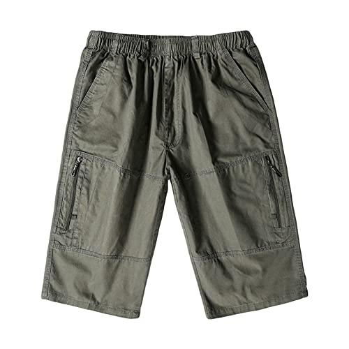 JEKE-DG Men's 3/4 Capri Shorts Outdoor Camping Casualshorts Multi-Pocket Long Shorts (Army Green,XX-Large)