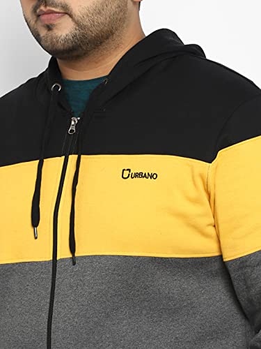 Image of Urbano Plus Men's Cotton Zippered Hooded Casual Winterwear Sweatshirt