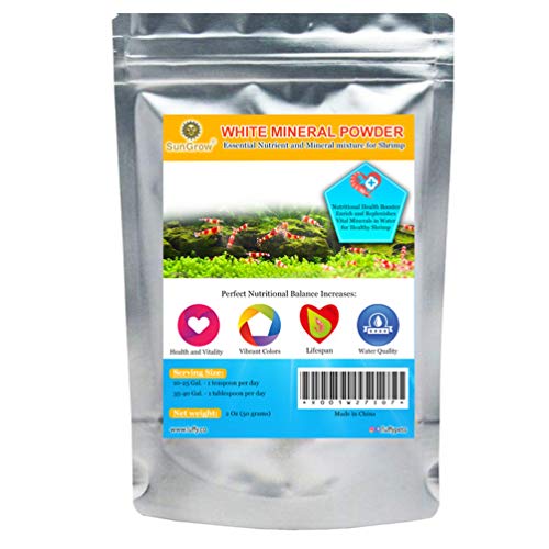 SunGrow White Mineral Powder, Calcium Enriched for Shrimpâ€™s Stress-Free molting, Aids in Healthy & Active breeding, Improves Water Quality for Longevity, Imparts Color to Shrimps