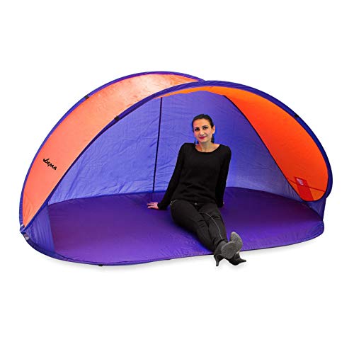 DEMA PopUp Strandmuschel Sonnenzelt Strand Sonnenschutz Windschutz orange/blau
