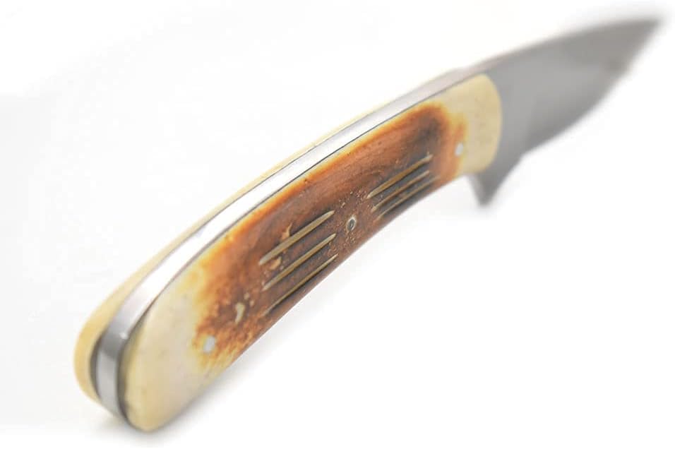Collection Heavy Duty Hunting Knife | Stainless Steel Blade | Genuine Leather Sheath Included (Burn Bone)