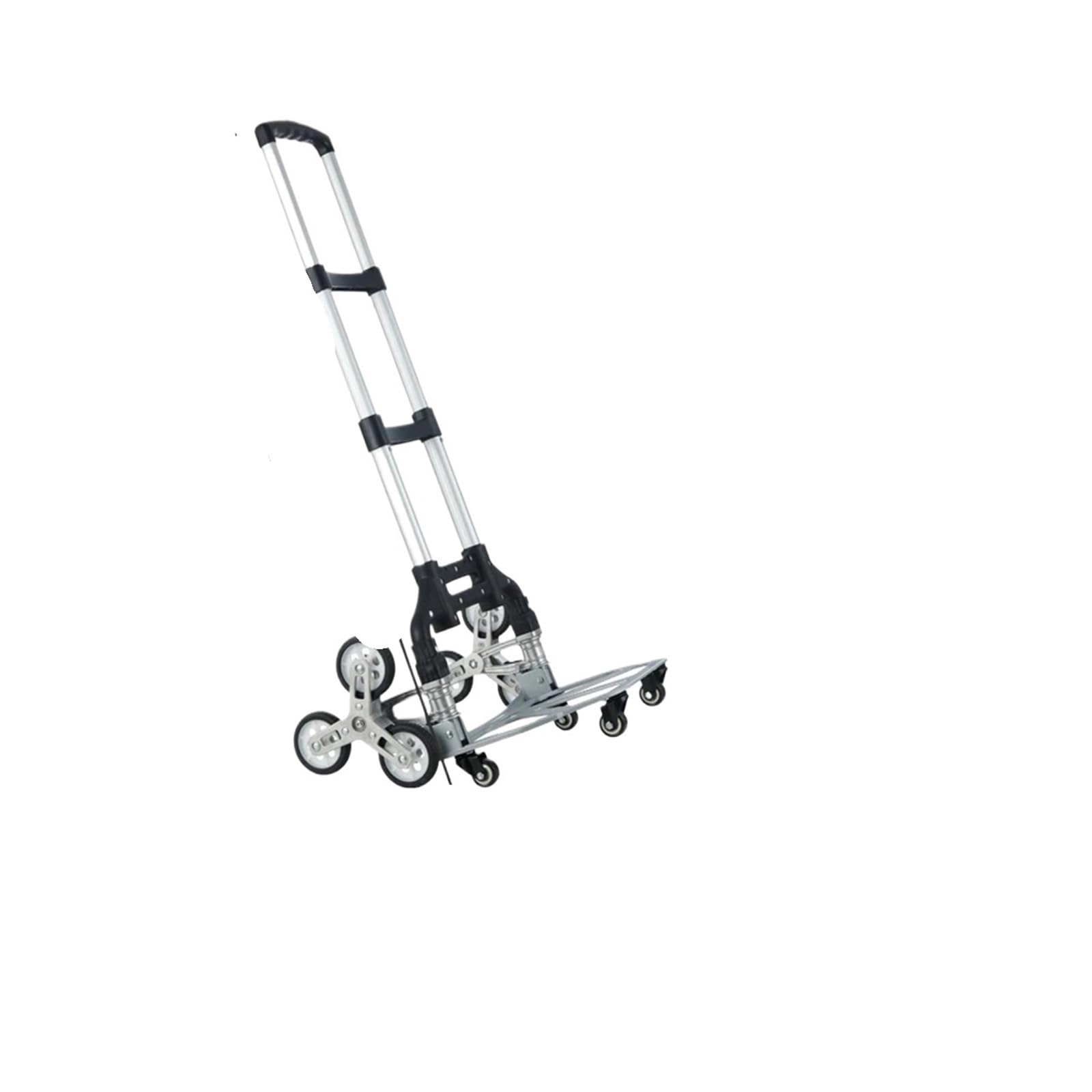 HUWOYG 150KG All Terrain Stair Climbing Cart Hand Truck with Bungee Cord Folding Trolley for Upstairs Cargo with 6 Crystal Wheels For Luggage, Warehouse(Black01)