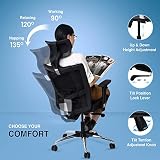 The Sleep Company SmartGRID High-Back Chair for Office & Home, Patented SmartGRID Technology for Advanced Orthopedic Support | Adjustable Lumbar Support | Made in India (Nylon,Classic Black & Black)