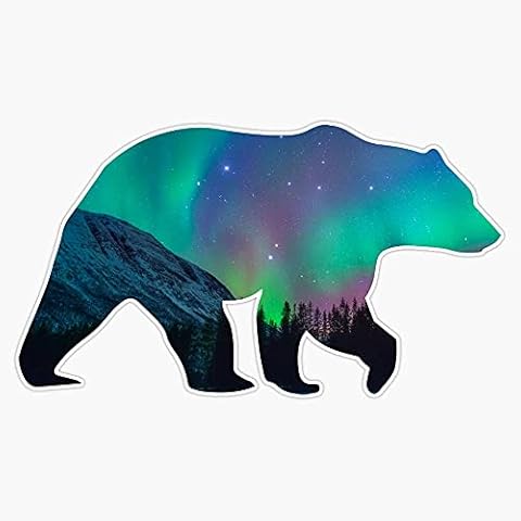 JB Print Northern Lights Bear Vinyl Decal Sticker Car Waterproof Car Decal Bumper Sticker 5" Cover