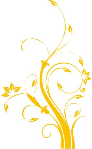 Indigos UG - Wandtattoo Wohnzimmer - Wandaufkleber Blume Ast Äste Baum Pflanze 80x49cm, gold w310 - Aufkleber Kinderzimmer Schlafzimmer Küche Badezimmer Büro Dekoration