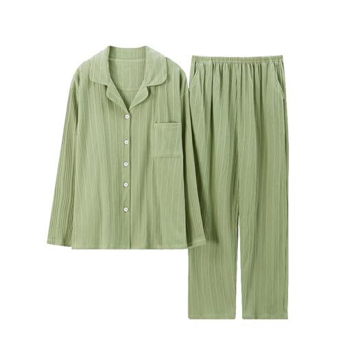 [AORKU] パジャマ レディース 長袖 ストライプ 綿100％ 大きいサイズ ルームウェア 柔らかい 2XL 前開き 上下セット 春夏 ラウンジウェア 部屋着 カラー 吸汗速乾 ファッション パジャマセット 肌に優しい ルームウェアセット Vネック 長ズボン