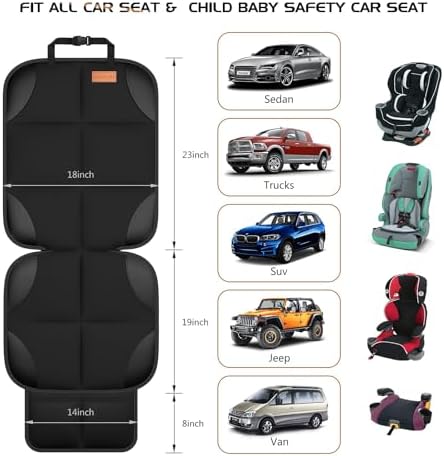 SMART ELF Car Seat Protector, 2Pack Seat Protector Protect Child Seats with Thickest Padding and Non-Slip Backing Mesh Pockets for Baby and Pet,Sedan SUV Truck (Black) - 2