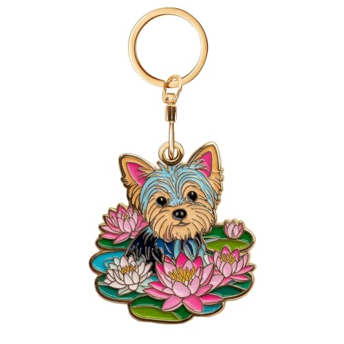 Llavero de Yorkshire Terrier en piel para rastreador GPS y llaves