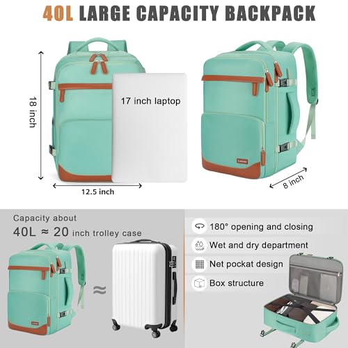 Image of 40L Travel Backpack, Flight Approved Carry On Laptop Backpack | Water-resistant, Personal Item Travel Bag, Fits 15.6 /17.3 inch Laptop, Hiking, Camping, Business, Commute, Men & Women