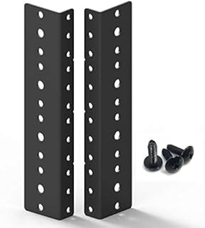 JINGCHENGMEI 4U Steel Vertical Rack Rail Pair with Hardware (4U, Black)
