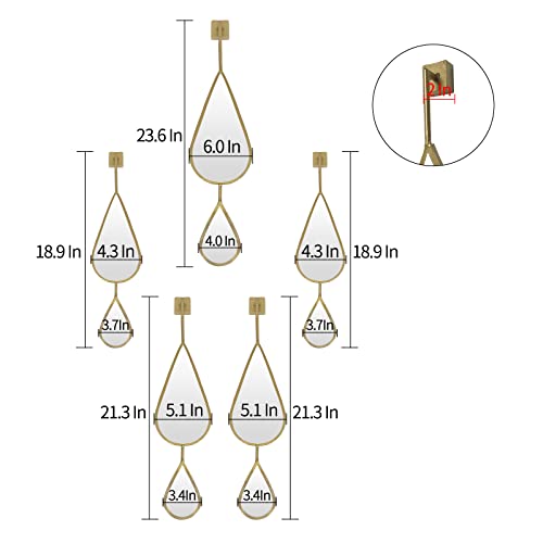 Baodanfu Wall Mirror Decorative Mirrors Mounted Decor Tear Drop Shape Gold For Bedroom Living Room Entryway Bathroom Vanity ,5-Pack #TOP1