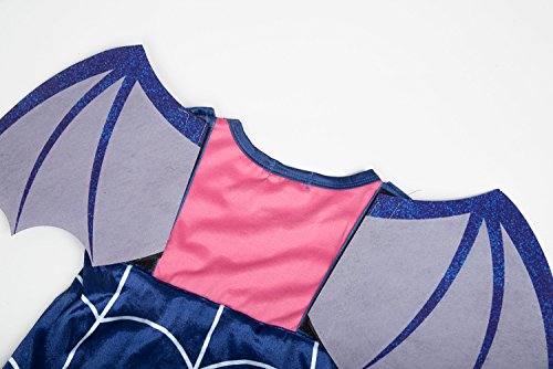Girls Vampirina Cartoon Costume Skirt Set Dress+Hair Band+Wing For Girls 6-7 Years Blue #TOP3