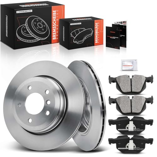 Frankberg Brake Kit incl. 2x Brake Disc + 4x Brake Pad Rear Compatible with 5 Series Touring E61 5 Series E60 6 Series Cabriolet E64 6 Series E63 Replace# 34212339278