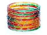 JD'Z COLLECTION Indian Glass Bangles Set Indian Costume Bangles Bollywood Glass Bangle Matching Colors Wedding Jewelry Bangle Set for Women,Wedding Bangles Set of 12, L, Stone Glass, Cubic Zirconia