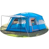 KTT Extra Large Tent 12 Person,Family Cabin Tents,2 Rooms,3 Doors and 3 Windows with Mesh,Straight...