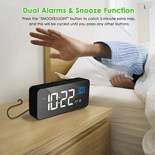 Reloj digital para dormitorio con temperatura y alarmas 6