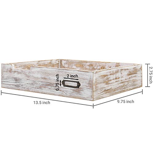 Mygift Shabby Whitewashed Wood Paper Tray, Desktop Document File Folder Mail Holder Organizer Box With Metal Label #TOP4