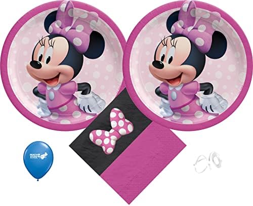 Minnie Mouse Party Supplies Bundle with Luncheon Plates and Napkins for 16 Guests
