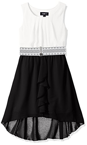 Amy Byer Girls' Big Sleeveless Ruffle Front Hi Lo Dress