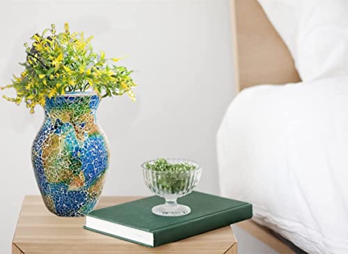 Cemabt Glass Vase For Flowers, Multicolor Green Glass Vase, Unique Handmade Tempered Cracked Mosaic Vase For Artificial Flowers Pampas Grass，Home Decor, Wedding #TOP5