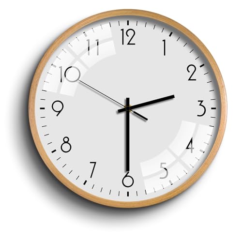 ALEENFOON Reloj de Pared de Madera de Cuarzo de 30 cm, Moderno, silencioso, no Hace tictac, Reloj de Pared de Madera, Reloj de Mesa, para Sala de Estar, Dormitorio, Oficina, Cocina