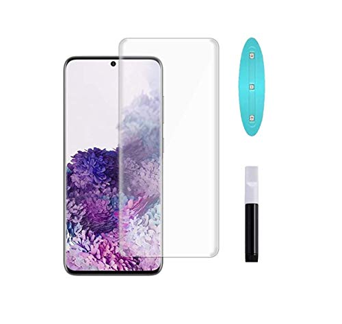 Image of VZZR?'s UV Tempered Glass for Samsung Galaxy S20 Advanced Border Less Full Screen Coverage (except edges) UV Screen Protector Guard with Installation Kit - Pack of 1