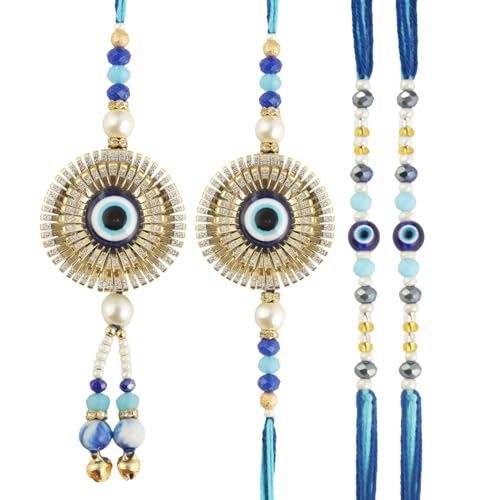 TIED RIBBONS Lumba Rakhi with Brother Rakhi | Rakhi for Bhatija | Greeting Card | Roli Tika - Rakshabandhan Family Rakhi Set of 4 | Rakhi for Brother and Bhabhi | Bhai Bhabhi Rakhi