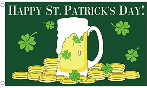 FlagSuperstore - Bandiera con Scritta Happy St Patricks Day, 152 x 91 cm, 100% Poliestere, con Occhielli