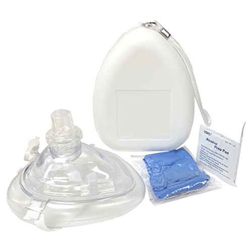 Ambu Cpr Mask Kit, Pocket Resuscitator, Hard Case With O2 Inlet, Head Strap, Gloves And Wipes (5) #TOP30