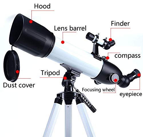 Telescopio astronómico refractor 80 mm con trípode ajustable miniatura 4