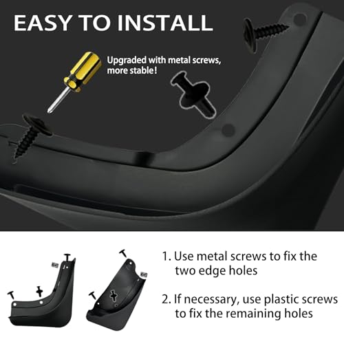 Image of Mud Flaps Compatible with Tesla Model Y 2020-2024 No Drilling No Tape All Weather Mudguards Splash Guards with Install Kit for Model Y Exterior Accessories Set of 4