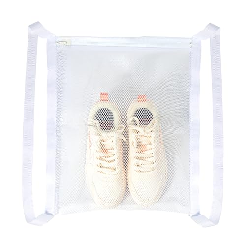 Sneaker Dryer & Washing Mesh Bag, Honeycomb Laundry Bag with Zipper & Strap, Reusable Shoe Dry Net for Dryer/Washing Machine, Fits Most Dryers (15.7" Size, 1 Pcs)