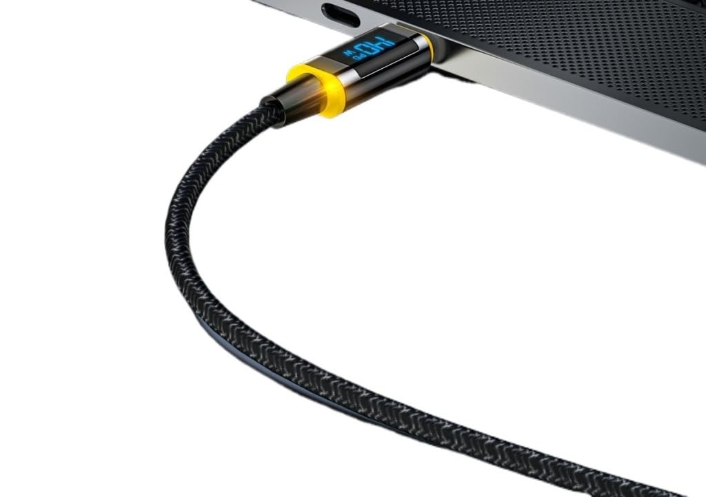 Cavo USB C per ricarica rapida*/ing a 5A L*/ED Display digitale ad alta velocità+cavo dati USB cha/rger in nylon (grigio)