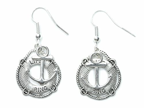 Miniblings 2er Anker Rettungsring Ohrringe Boot Meer Schiff Kapitän maritim silb - Handmade Modeschmuck I Ohrhänger Ohrschmuck versilbert