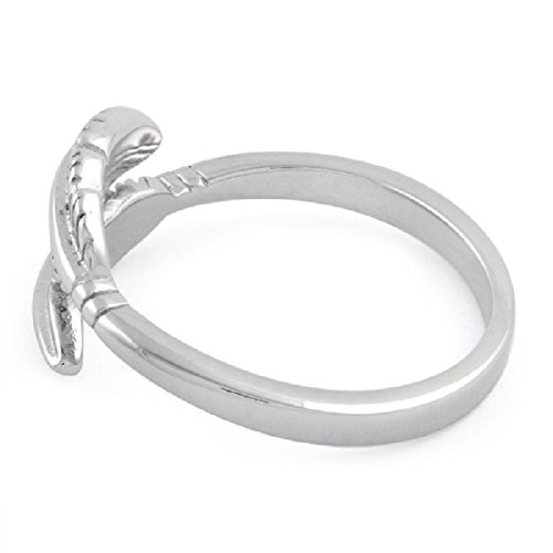 Sterling Silver High Polish Feathers Wrap Ring (7) #TOP2