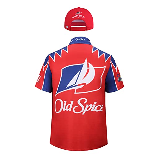 Ricky Bobby Costume Short Sleeve Shirt Cap Hat Outfit Adult Men Talladega Nights Wonder Halloween Cosplay Props (Red, Large) #TOP1