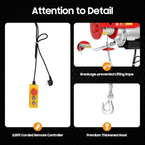 Bild 4 - Elektrische Seilwinde, 400kg bis 800kg Hubhöhe 6-12m Seilzug Motorwinde 1300W Kupfermotor Flaschenzug 4/8m/min Hubgeschwindigkeit Hebezug mit Fernbedienung Seilhebezug Kettenzug