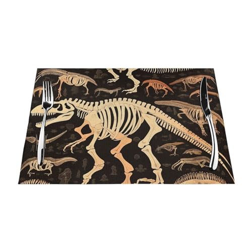 Sets de table motif squelette de dinosaure en maille PVC durable et robuste