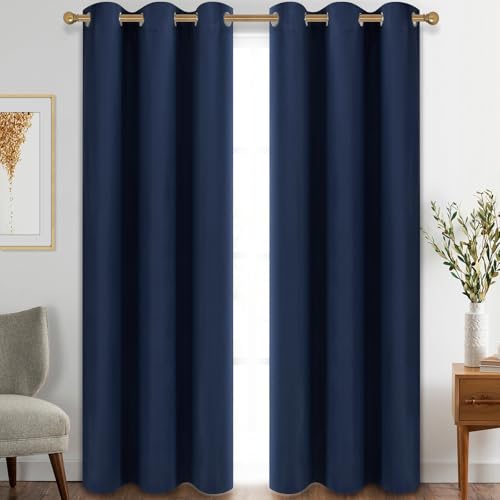 Diraysid Blackout Curtains for Bedroom Grommet Thermal Insulated Room Darkening Curtains (42 x 84 Inch, 2 Panels, Navy Blue) by Diraysid - Used condition - US$15.49