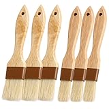 6Pcs Pastry Brushes, Natural Bristle Basting Brush for Cooking Food