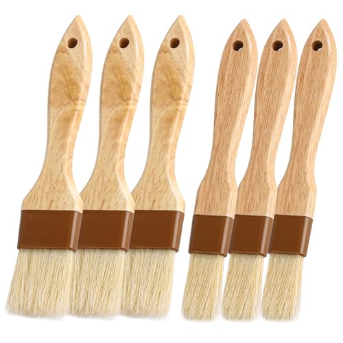 6Pcs Pastry Brushes, Natural Bristle Basting Brush for Cooking Food