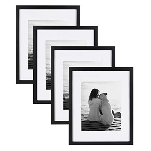 DesignOvation Gallery Wood Photo Frame Set for Customizable Wall Display, Black 11x14 matted to 8x10, Pack of 4 by DesignOvation - Used condition - US$23.89